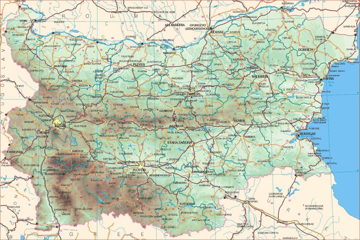 بلغارستان roads map