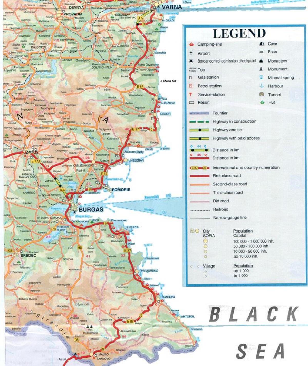 بلغاری ساحل دریای سیاه در نقشه