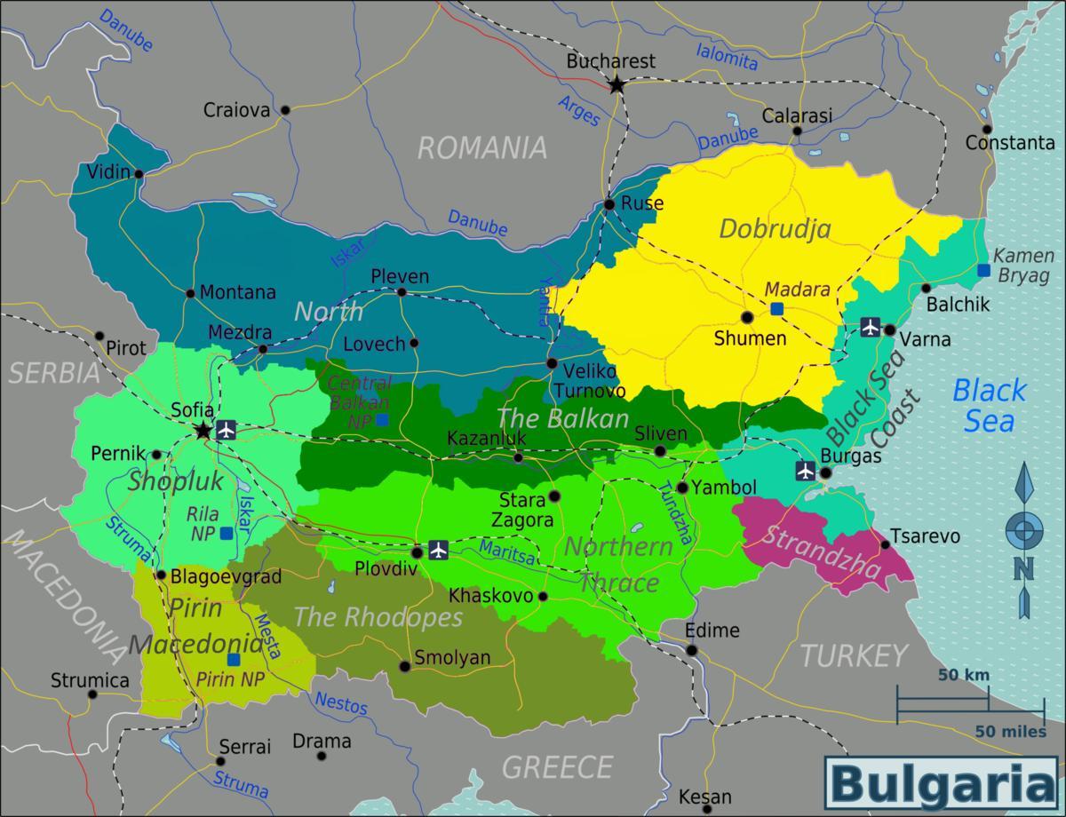نقشه از بلغارستان فرودگاه