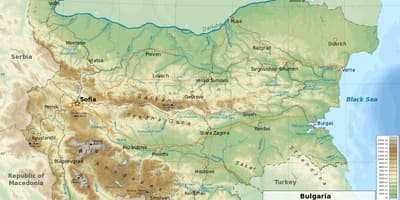 نقشه جغرافیای بلغارستان