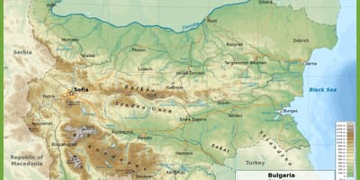 بلغارستان نقشه توپوگرافی